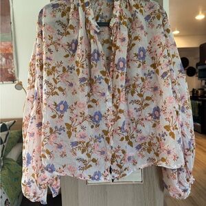 Cream Puff Sleeve Blouse with Peter Pan Collar